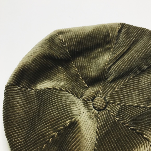 • VINTAGE • army green corduroy baker boy hat - Picture 2 of 5